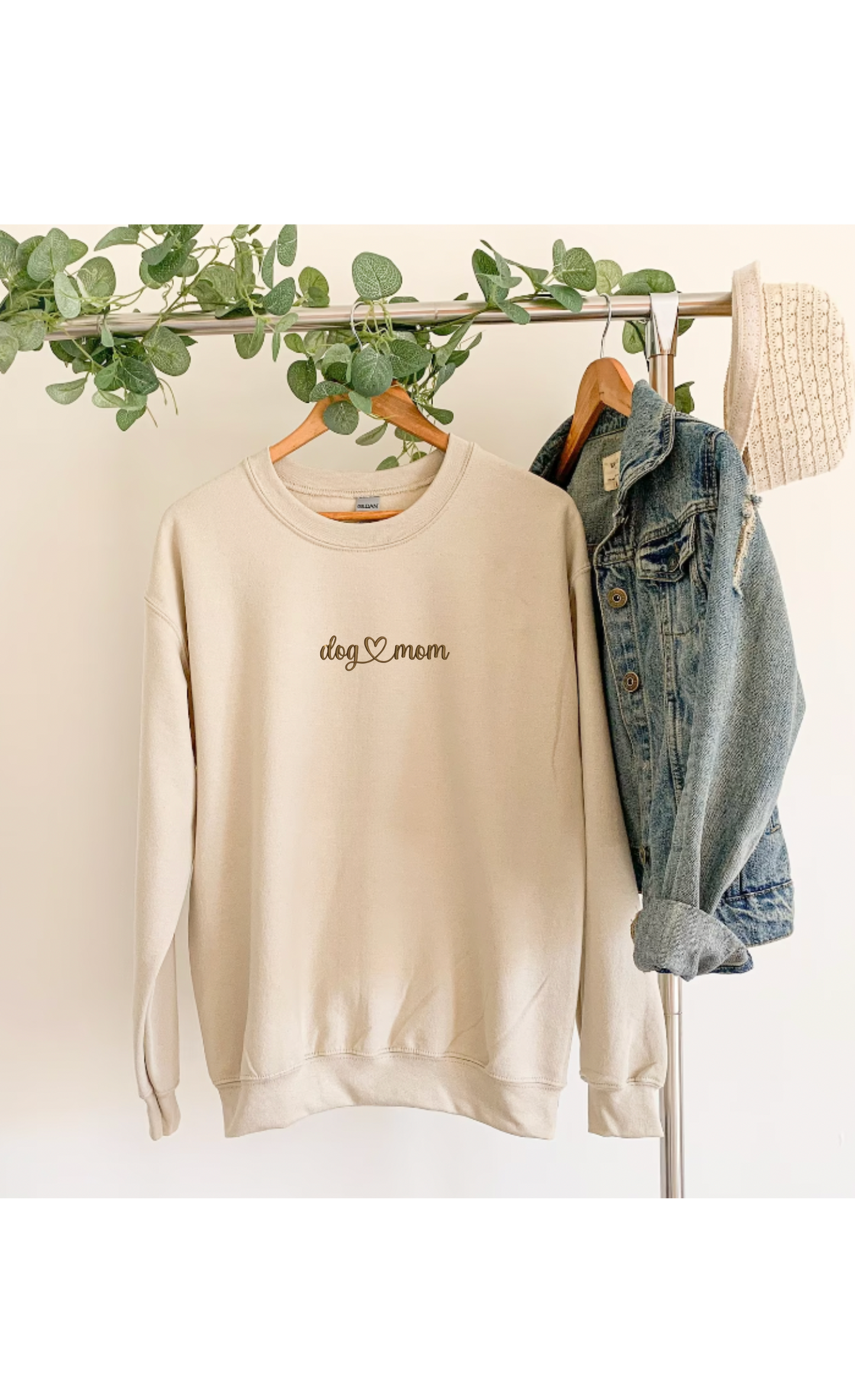 Dog Mom Embroidered Crewneck