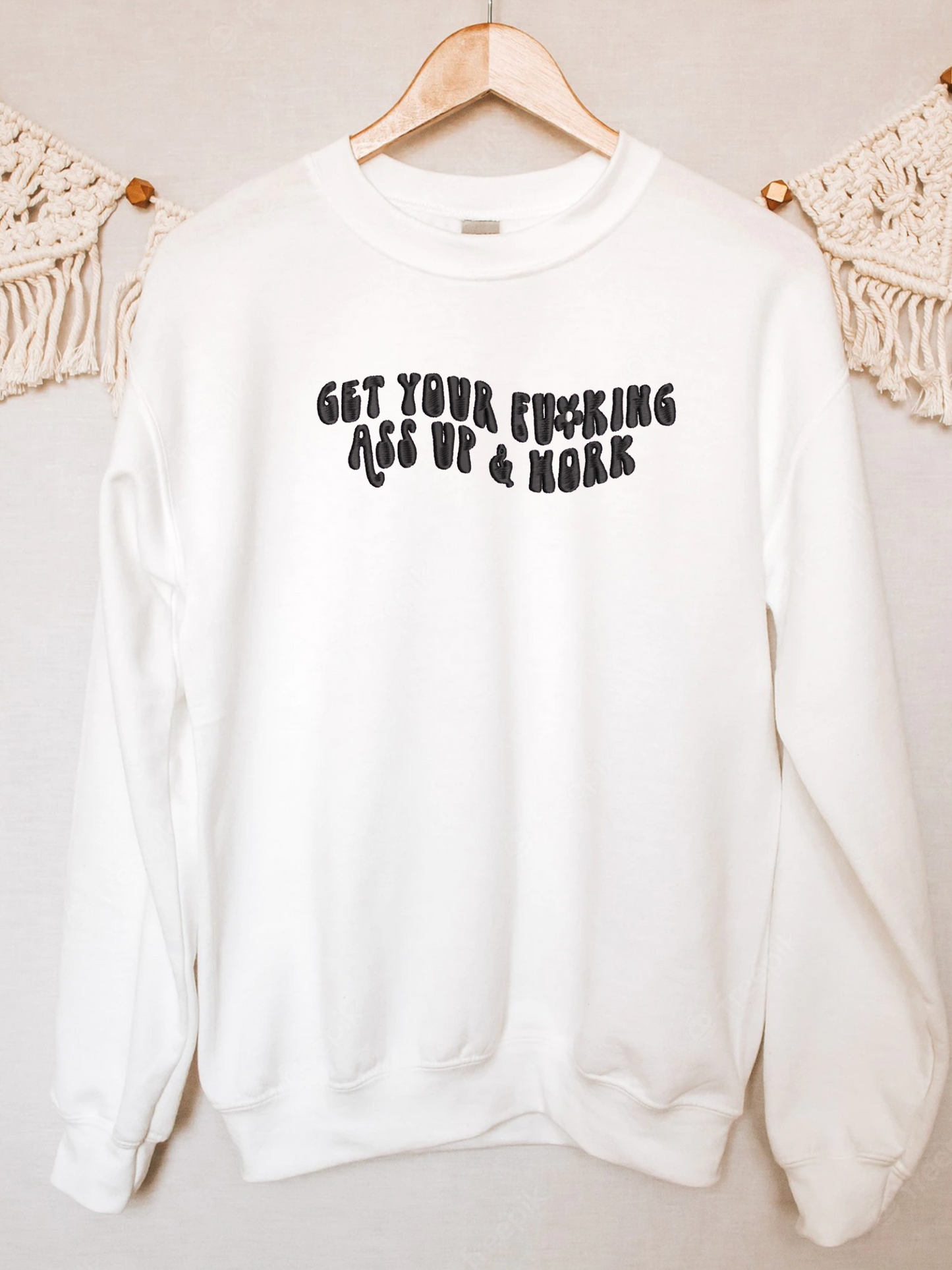 Get Up & Work Embroidered Crewneck